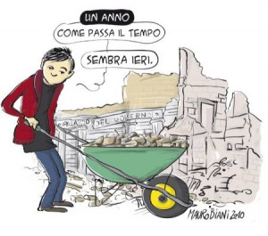 L'Aquila un anno fa by Mauro Biani