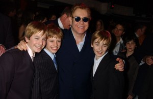 Sir Elton John with the three Billys at the first night of the MUsical Billy