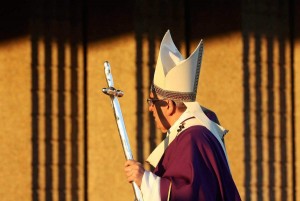 Pope Francis arrives to lead a mass during his pastoral visit to the parish of Santa Maria Madre del Redentore in Rome