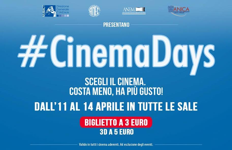 Cinema Days 2016_In sala con 3 euro_11-14 aprile