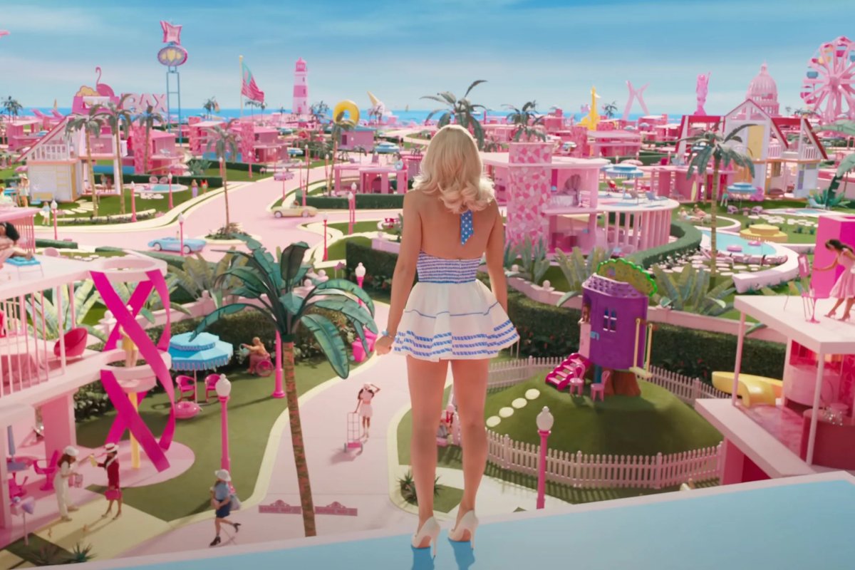 Barbie looking at her city.