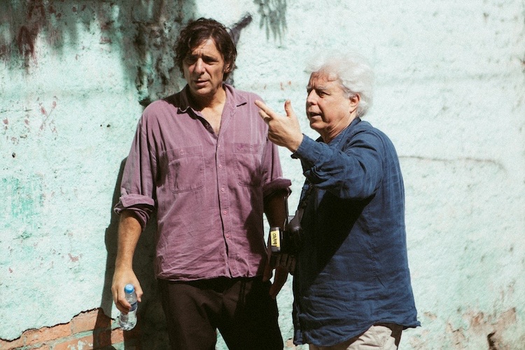 Adriano Giannini e Marco Bechis sul set.